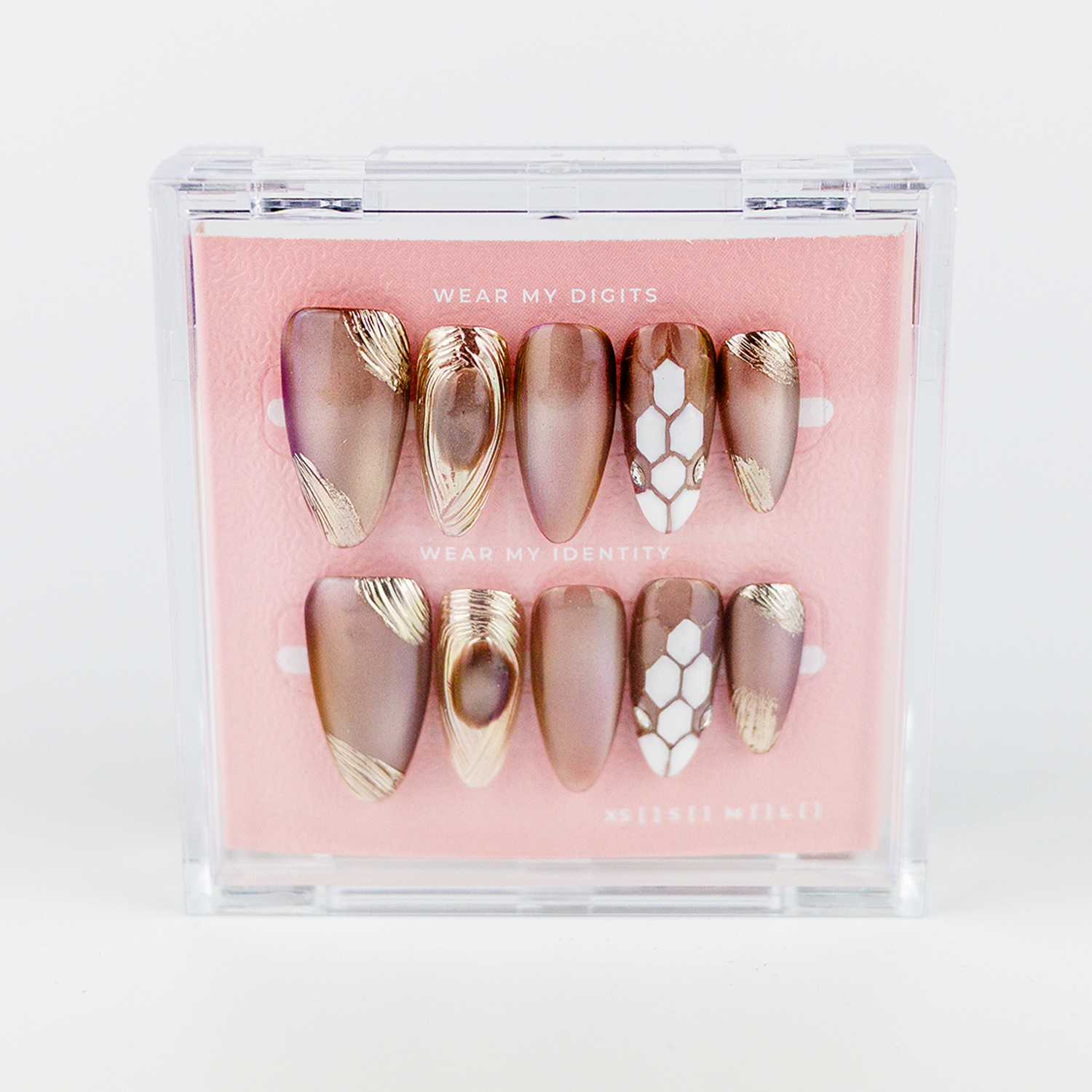 #2532 – Sculpted in Gold | Long, Almond Reusable Ready-to-Wear Nails