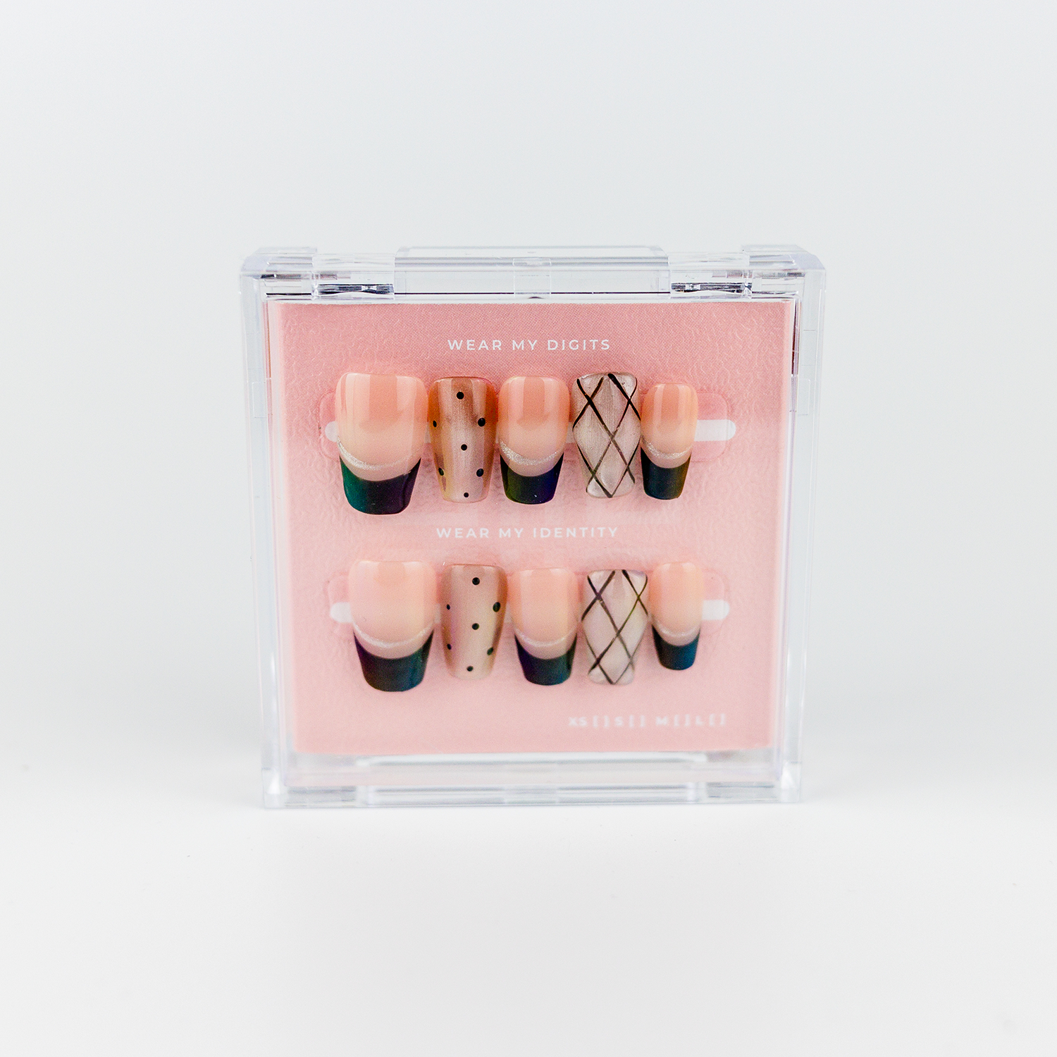 #2545 – French Fusion | Medium, Coffin Reusable Ready-to-Wear Nails
