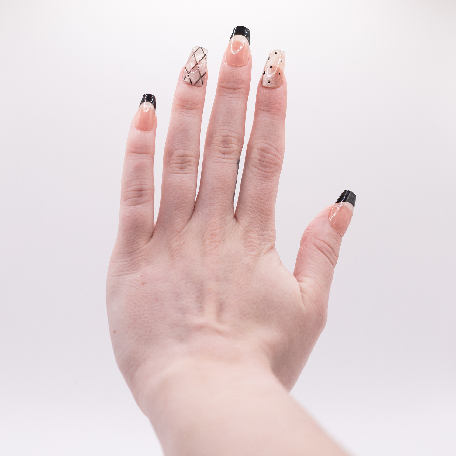 #2545 – French Fusion | Medium, Coffin Reusable Ready-to-Wear Nails