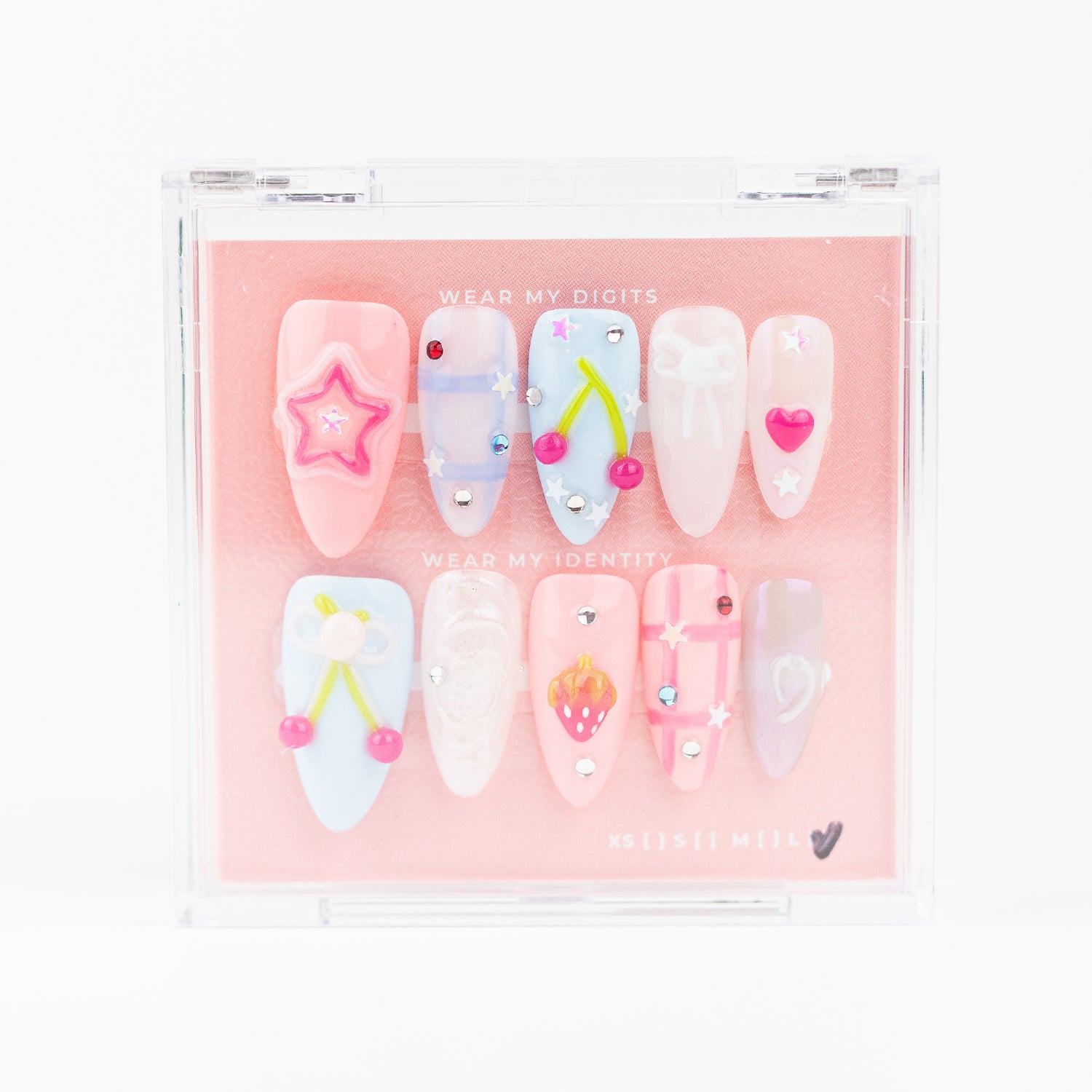 #2552 – Berry Pop | Long, Stiletto Reusable Ready-to-Wear Nails