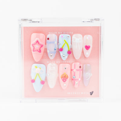 #2552 – Berry Pop | Long, Stiletto Reusable Ready-to-Wear Nails