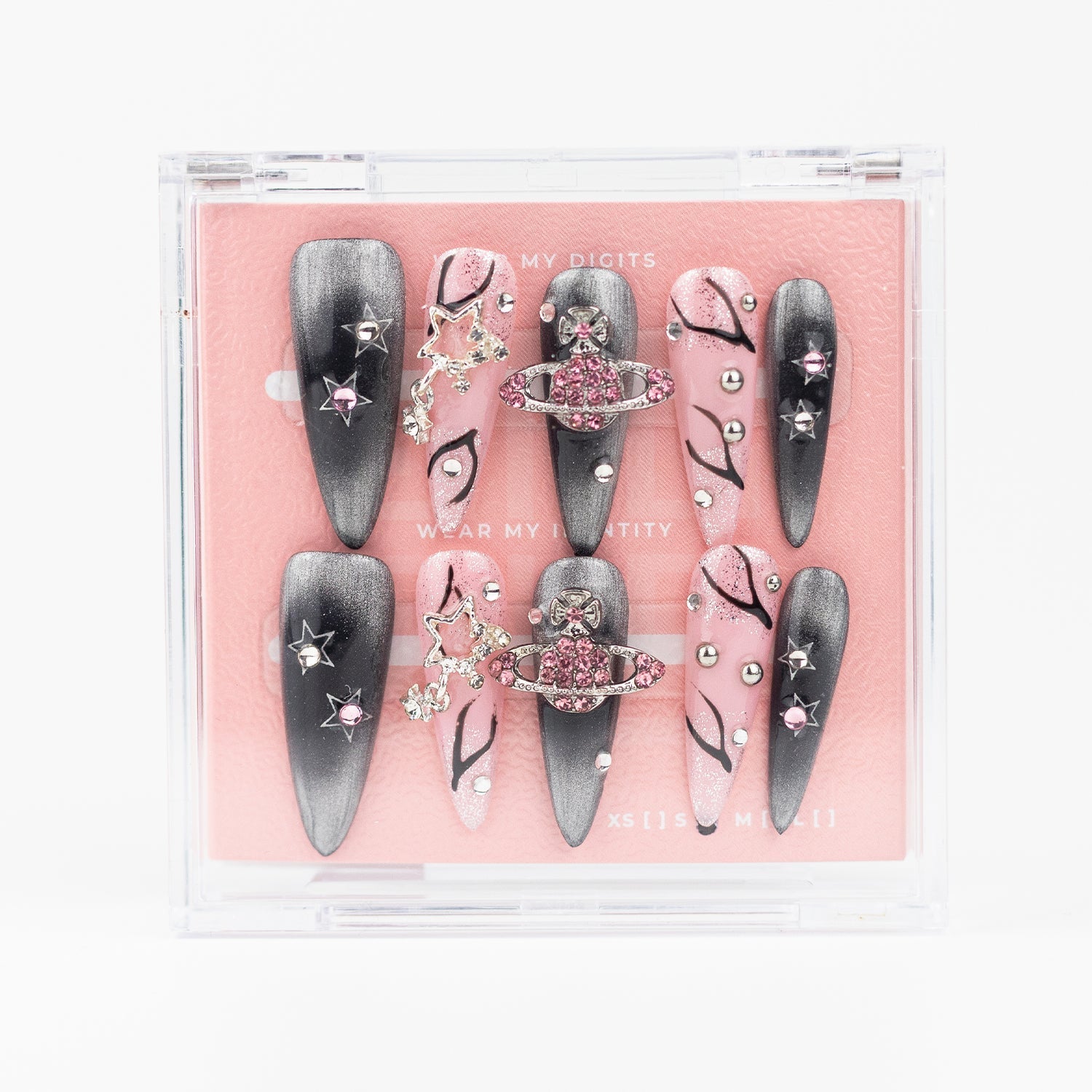 #2568 – Witchy Flicker | Long, Almond Reusable Ready-to-Wear Nails