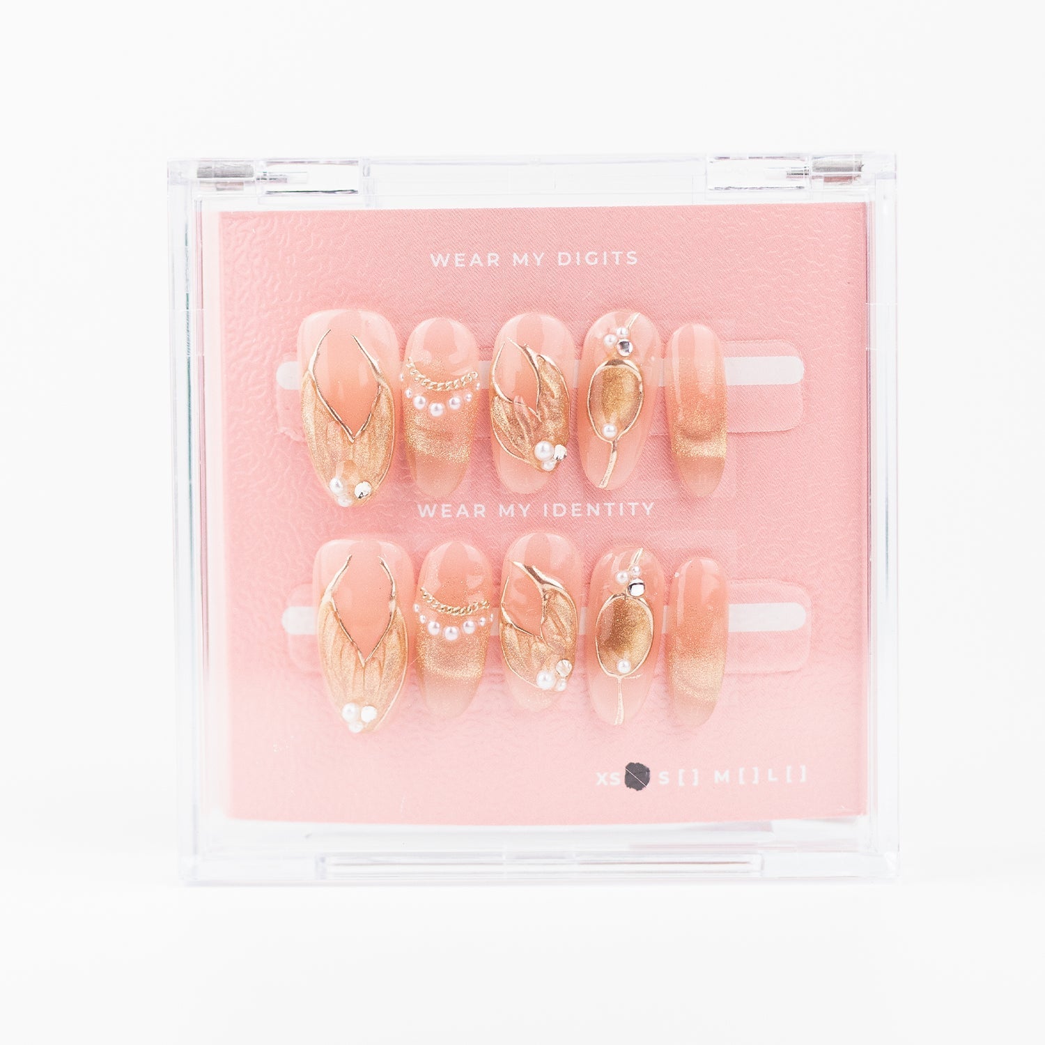 #2769 – Queens Veil | Long, Almond Reusable Ready-to-Wear Nails