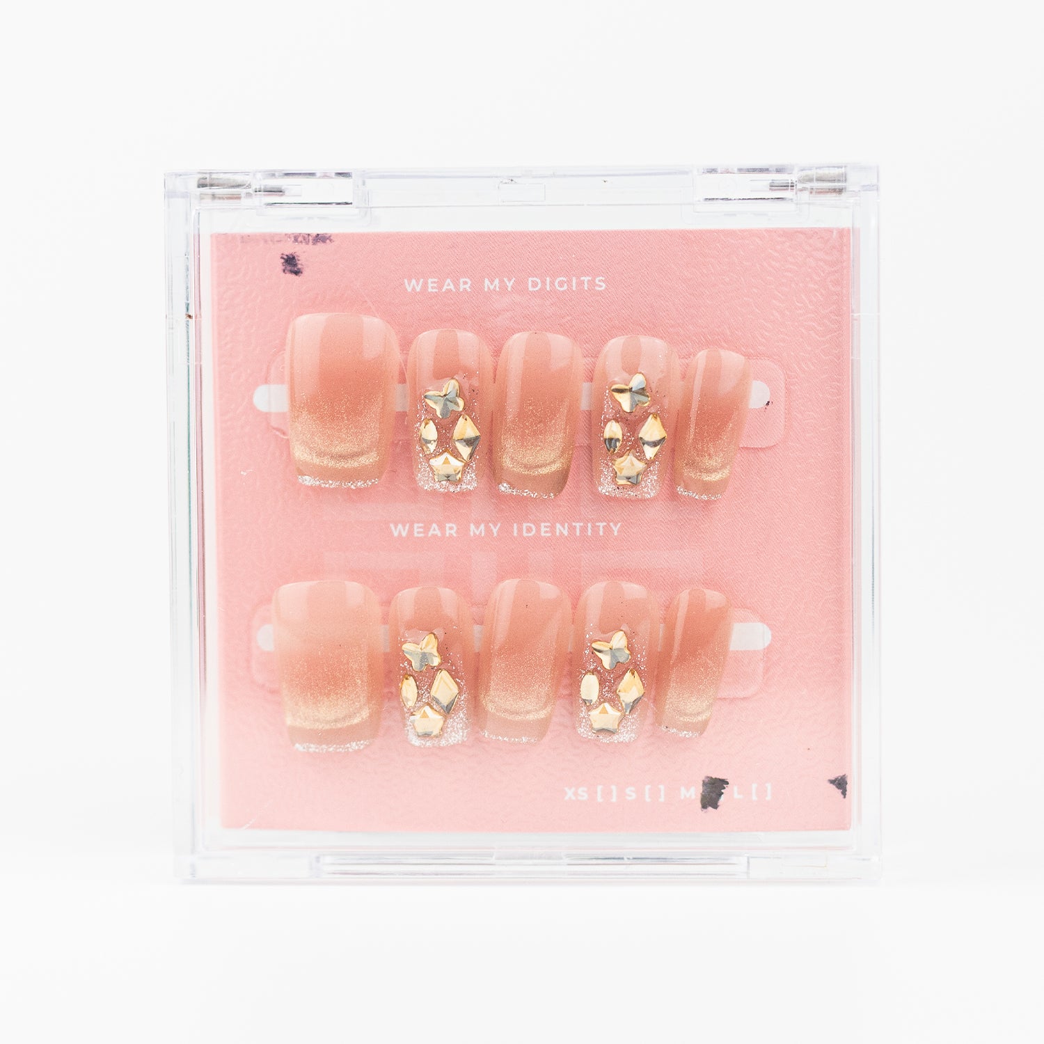 #2813 – Golden Mirage | Medium, Square Reusable Ready-to-Wear Nails