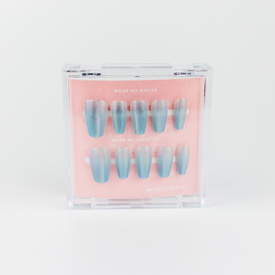 #295 – Blue Spark | Medium, Coffin Reusable Ready-to-Wear Nails