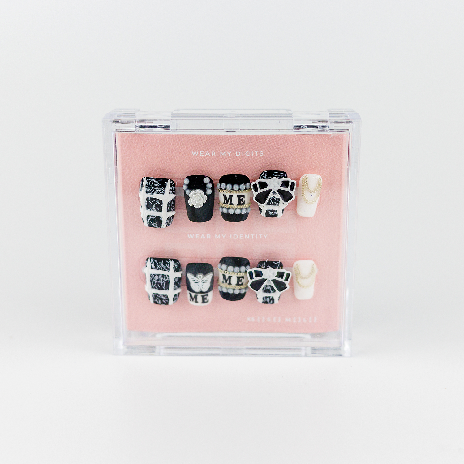 #470 – Rebel Ribbons | Medium, Squaoval Reusable Ready-to-Wear Nails