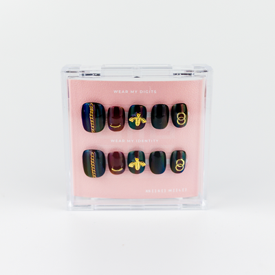 #490 – Queen Bee | Short, Stiletto Reusable Ready-to-Wear Nails