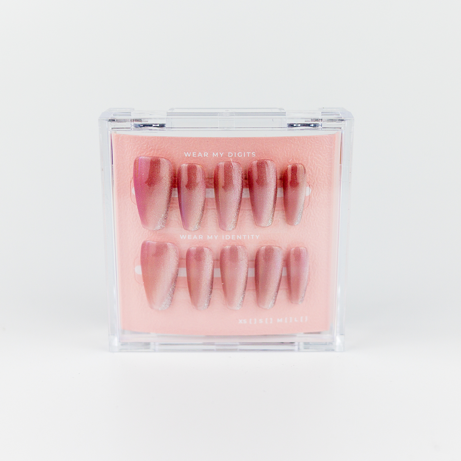 #543 – Shimmer Blush | Long, Coffin Reusable Ready-to-Wear Nails