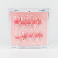 #746 – Noir Blooms | Long, Almond Reusable Ready-to-Wear Nails