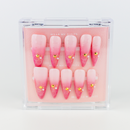 Buy Aurelia Pink press on nails in Stiletto shape, Holiday theme, pink colour and Long length.
