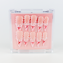Buy Ballet Dreams press on nails in Almond shape, Holiday, Casual, Brights theme, Pink, white colour and Long length.
