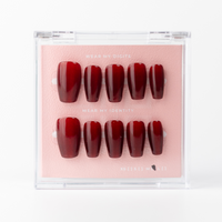 Buy Blood Moon press on nails in Coffin shape, Casual theme, red colour and Long length.

