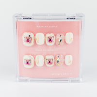 Buy Butterfly Effect press on nails in Round shape, Party theme, Nude,white pink colour and Short length.
