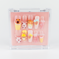 Buy Cappy Cutie press on nails in Coffin shape, Brights, Holiday theme, Pastel colour and Long length.
