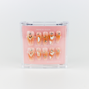 Buy Celeste Heart press on nails in Coffin shape, Party, Holiday theme, Nude,silver colour and Long length.
