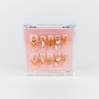 Buy Celeste Heart press on nails in Coffin shape, Party, Holiday theme, Nude,silver colour and Long length.

