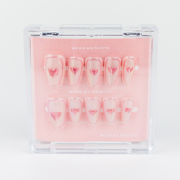 Buy Cupid POP press on nails in Coffin shape, Holiday theme, pink colour and Long length.

