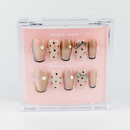 Buy  cupids bow press on nails in Coffin shape, Party, Neutrals theme, brown,beige colour and Medium length.

