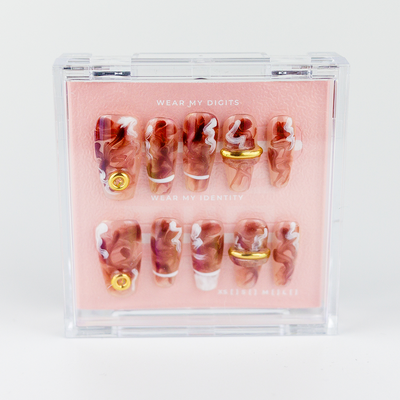 #2380 – Desert Glaze | Long, Coffin Reusable Ready-to-Wear Nails