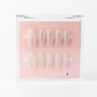 Buy  Dew Veil press on nails in Coffin shape, Neutrals, Casual theme, nude colour and Long length.

