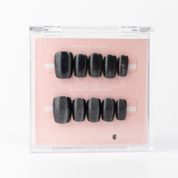 Buy Eclipse Glam press on nails in Squaoval shape, Casual, Party theme, black colour and Medium length.
