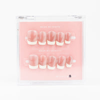 Buy  French Tips press on nails in Oval shape, Neutrals theme, nude,white colour and Short length.
