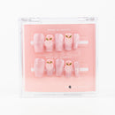 Buy Frosted Fruit press on nails in Coffin shape, Holiday, Party theme, nude, white colour and Long length.