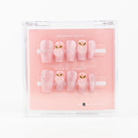 Buy Frosted Fruit press on nails in Coffin shape, Holiday, Party theme, nude, white colour and Long length.
