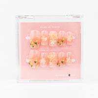 Buy Gardenia press on nails in Square shape, Holiday theme, nude, white colour and Medium length.