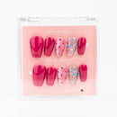 Buy  Glimmer Polka press on nails in Coffin shape, Party theme, pink,silver colour and Medium length.

