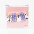 Buy Gothic Grace press on nails in Square shape, Party theme, purple, silver, nude, white colour and Medium length.