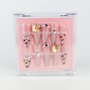 Buy  Hot Shot press on nails in Almond shape, Party theme, pink,silver colour and Long length.
