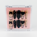 Buy  Human Love press on nails in Coffin shape, Party, Holiday theme, black,nude colour and Long length.
