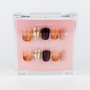 Buy Inferna Luxe press on nails in Round shape, Party theme, Pink,brown,gold colour and Medium length.

