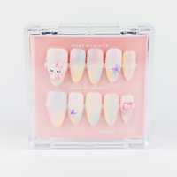 Buy  Kitty Bloom press on nails in Almond shape, Brights, Holiday theme, pastel colour and Medium length.
