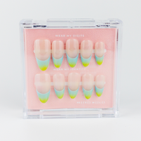Buy Lemon Sky press on nails in Round shape, Holiday, Casual theme, blue,nude, colour and Medium length.
