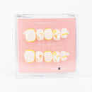 Buy Lemonade Bliss Pink press on nails in Round shape, Brights, Holiday theme, yellow,white colour and Short length.
