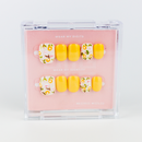 Buy Lemonblossom press on nails in Round shape, Brights, Holiday theme, Yellow,white colour and Medium length.
