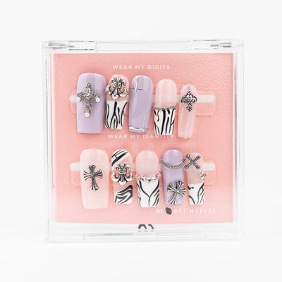 #2027 – Lilac Edge | Long, Square Reusable Ready-to-Wear Nails