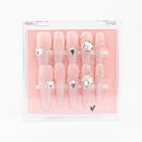 Buy  Lovecrystal press on nails in Coffin, Almond shape, Party theme, nude,peach colour and Long length.
