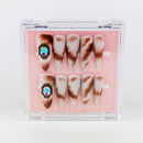 Buy   Maleficent press on nails in Almond shape, Party theme, nude,brown,blue colour and Long length.
