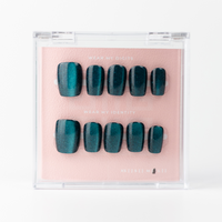 Buy  Midnight Sky press on nails in Squaoval shape, Party, Brights theme, Green  colour and Short length.
