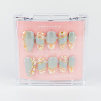 Buy Mystic Seashell press on nails in Round shape, Party, Holiday theme, Blue, Gold colour and Children's length.
