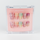 Buy  Patel Heart press on nails in Coffin shape, Holiday theme, multicolour pastel  colour and Long length.

