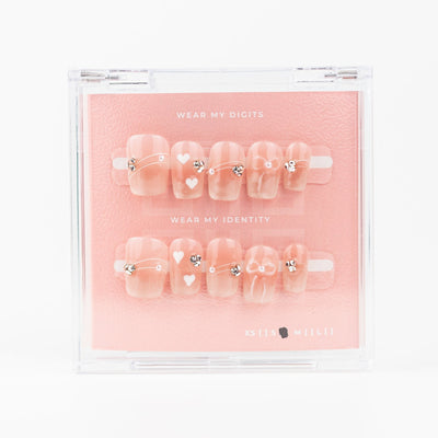 #27 – Pink Glow | Medium, Square Reusable Ready-to-Wear Nails