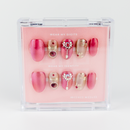 Buy Pink Heiress press on nails in Round shape, Party theme, Red, colour colour and Medium length.

