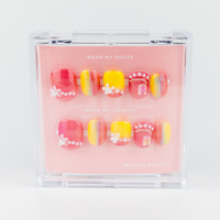 Buy Rainbow Glitz press on nails in Round shape, Brights, Holiday theme, Rainbow, Multicolour colour and Short length.
