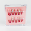 Buy Rose Amaour press on nails in Coffin shape, Party theme, Pink,nude colour and Long length.
