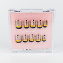 Buy  Sacred Line press on nails in Round shape, Brights, Holiday theme, golden,white,nude colour and Medium length.
