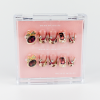 Buy Scarlet elegance press on nails in Square shape, Party theme, nude, beige, maroon colour and Short length.
